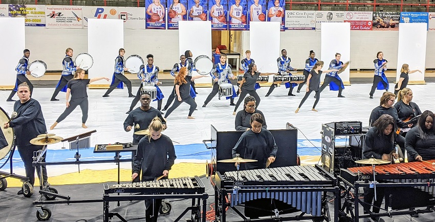 Members of East Mississippi Community College’s new Winter Percussion group perform during their first competition Feb. 8 at Neshoba Central High School. The group is gearing up for another competition Feb. 22 in Pearl and the Mississippi Indoor Association state competition March 27 in Jackson. Members of East Mississippi Community College’s new Winter Percussion group perform during their first competition Feb. 8 at Neshoba Central High School. The group is gearing up for another competition Feb. 22 in Pearl and the Mississippi Indoor Association state competition March 27 in Jackson.
